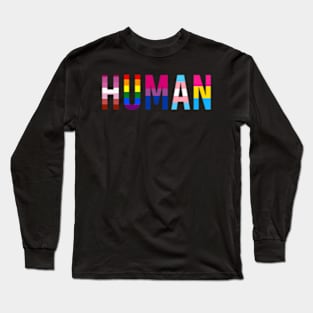 Human Lgbt Flag Gay Pride Month Transgender Rainbow Lesbian Long Sleeve T-Shirt